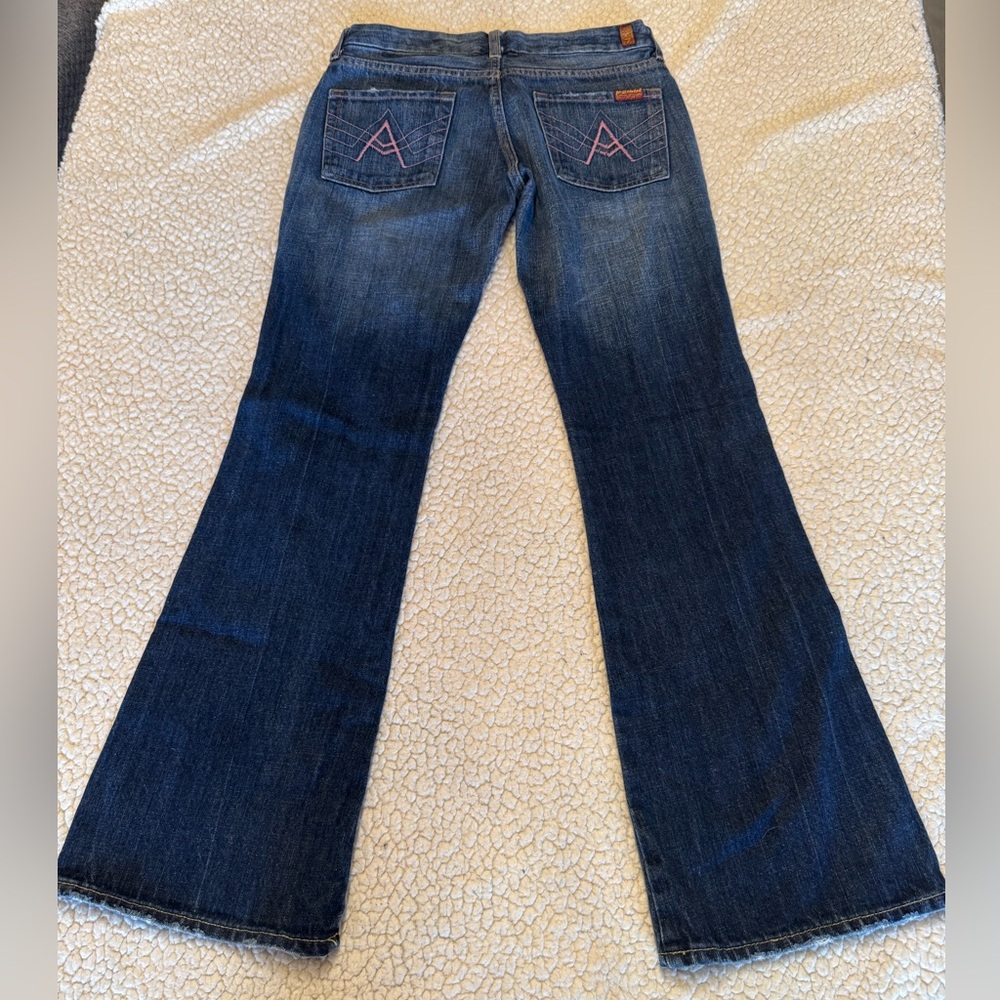 7 For All Mankind Women's Dark Blue Boot Cut Jeans - Picture 2 of 12